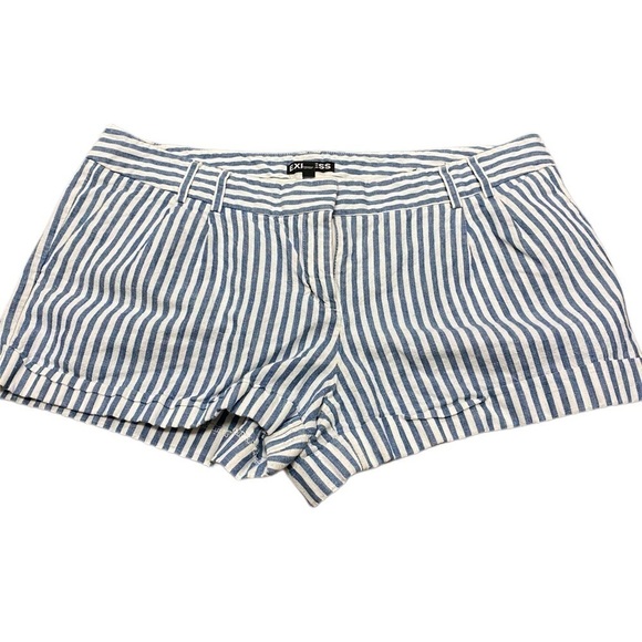 EXPRESS Womens Vertical Stripe Shorts - White & Light Blue - Size 12 - Picture 1 of 6